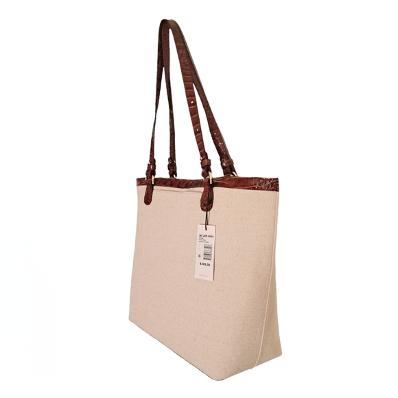 Brahmin Pecan Pipa Genuine Leather Tote Bag - Picture 3 of 10